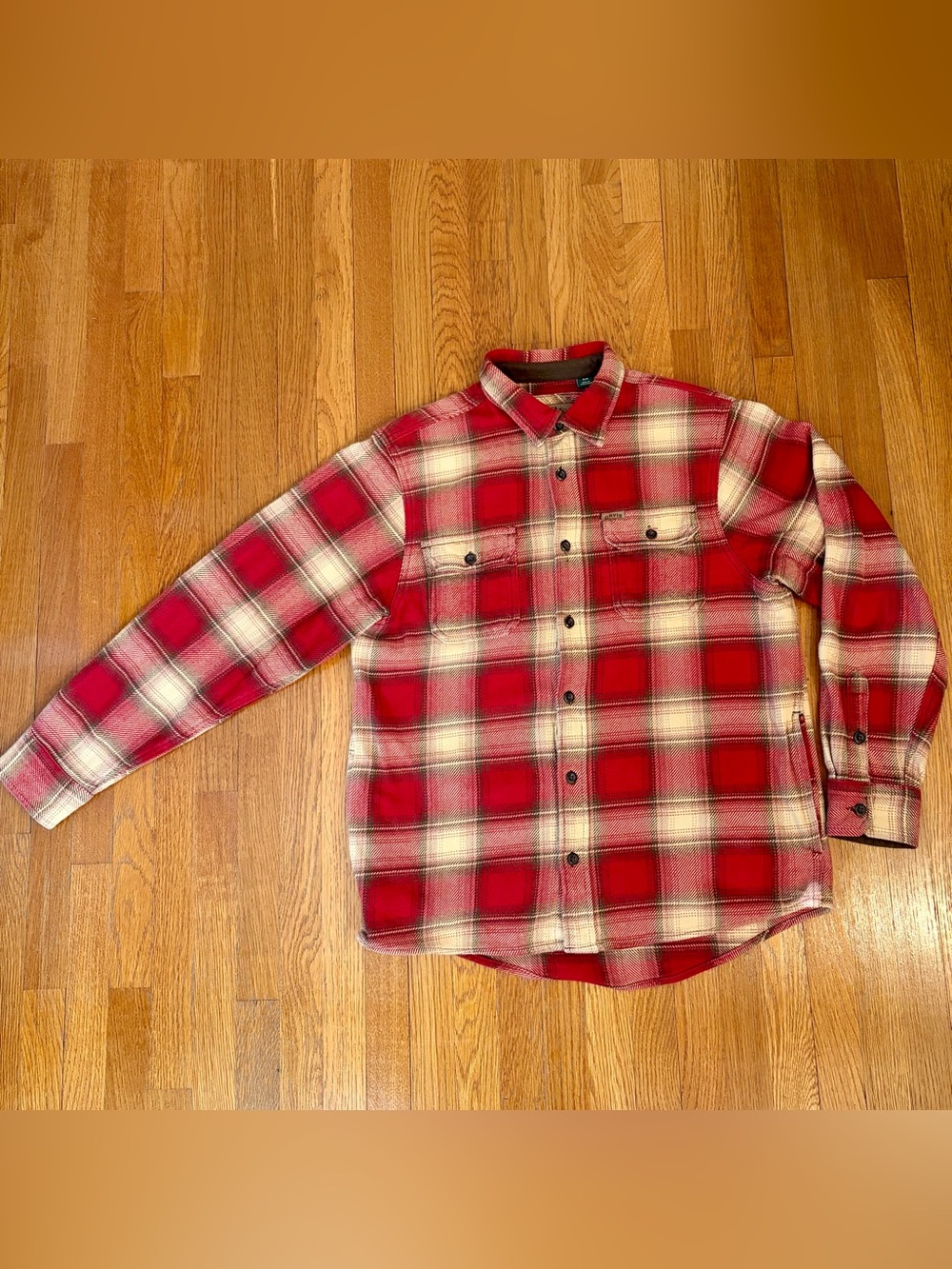 Orvis Red Plaid Heavyweight Flannel Button Down Shirt Jacket M - CLEAN